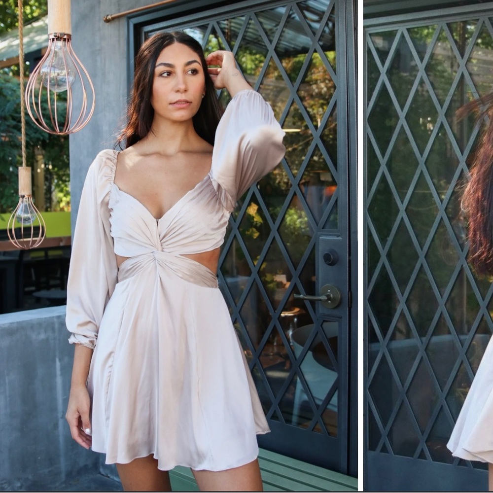 ASTR Champagne cut-out dress
